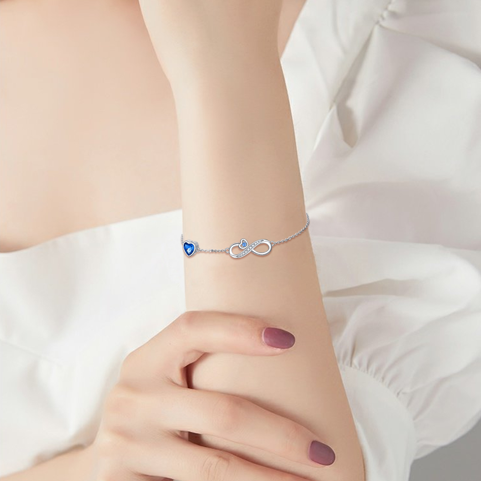 Sterling Silver Infinity Bracelet with Heart Charm